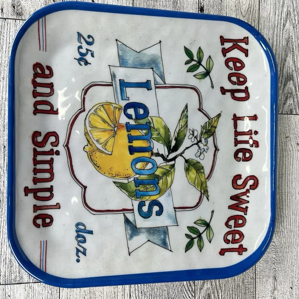 Betsy Cavallo Various Fruit Melamine Salad Plates 8.5” Farmers Market Set If 4